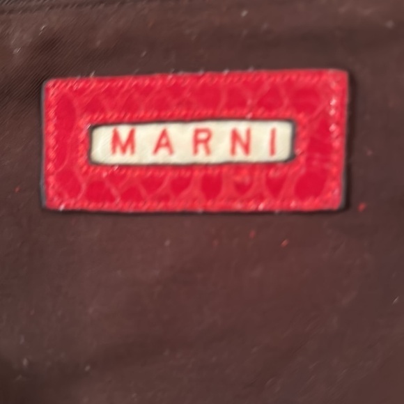 Authentic Marni Red Snakeskin Leather Tote with Zippered Pouch - Picture 15 of 15